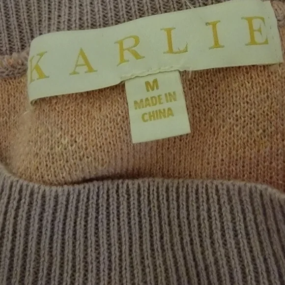 Karlie Zebra Print Lavender Sweater Long Puff Sleeves M - Picture 6 of 8